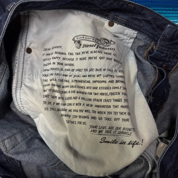 Diesel Jeans Men 38x32 New Fanker Regular Slim Bootcut Button Fly Dark Denim‎ - Picture 5 of 10